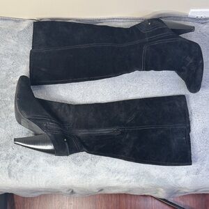 Jessica Simpson JS-Virnica2 Black Suede Knee High Cone Heel Boots - Size 7
